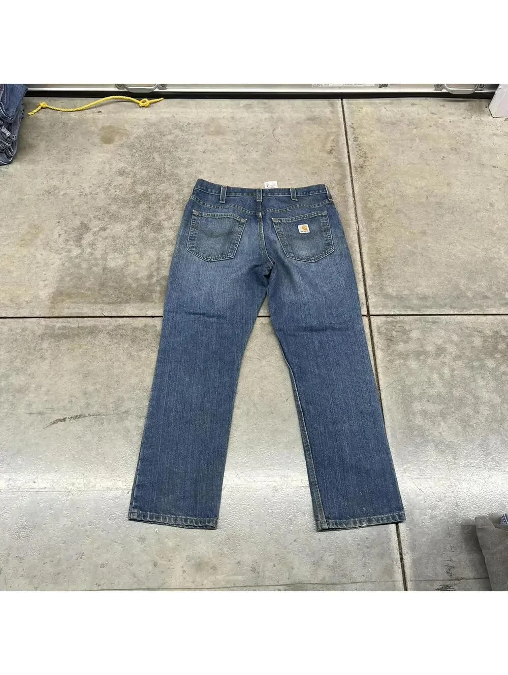 vintage carhartt straight leg dark blue jeans size 34 x 30